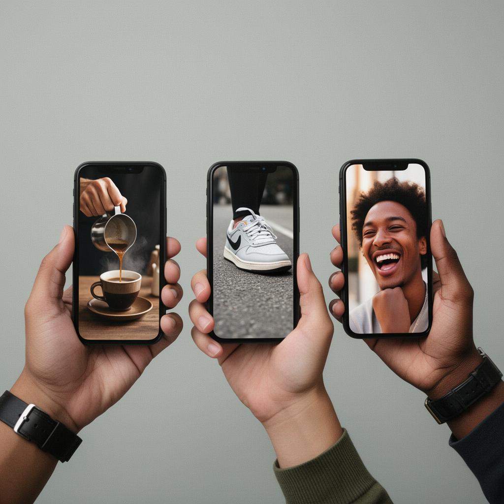 TikTok-engineered vertical creative variants on multiple phones