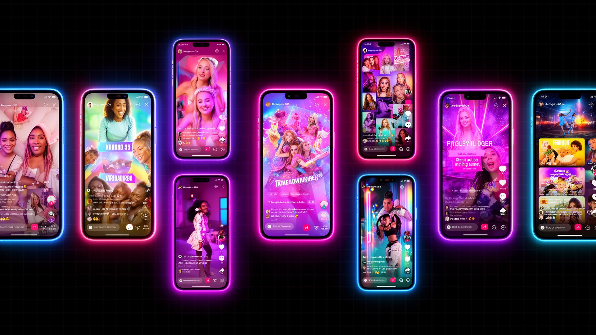 Wall of vertical phone creatives running in parallel